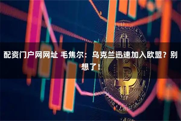 配资门户网网址 毛焦尔：乌克兰迅速加入欧盟？别想了！
